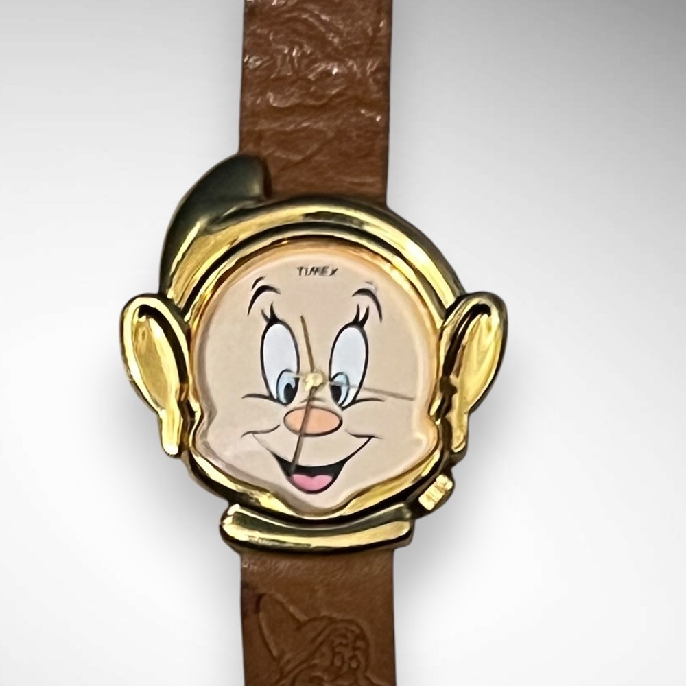 Vintage Disney Dopey Timex Watch Leather Strap Never Worn Excellent Condition